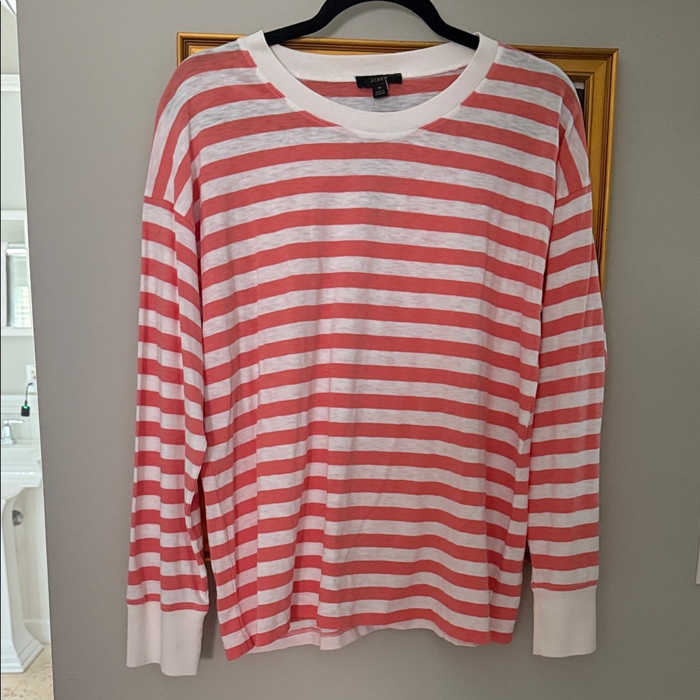 J. Crew Pink and White Striped Top